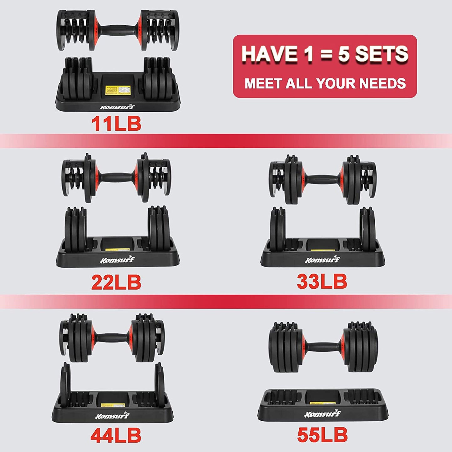 Professional Title: "Premium Adjustable Dumbbell - 25/55 Lb Single Dumbbell with Weight Dial Function, Effortless Weight Adjustment, Ergonomic Design for Men and Women, Includes Tray for Effective Strength Training - Black"